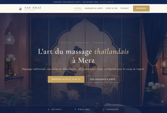 Site vitrine de Fay Thaï Massages, salon de massage à Metz, réalisé par NexaFlow